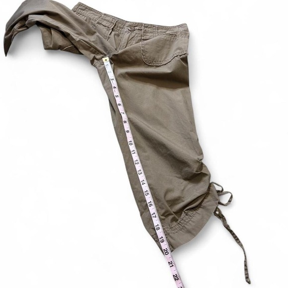 Vintage Y2K Khaki Tan SO Ruched Cinch Hem Capri Pants, Women's Size 0 - Picture 9 of 10